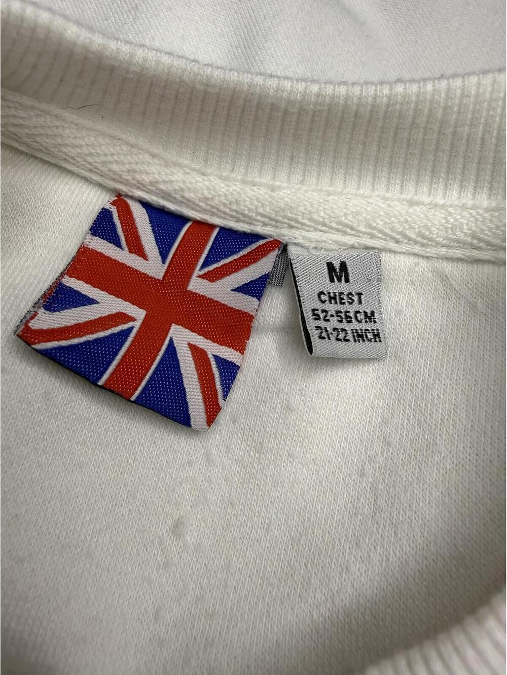 London England Men’s Medium White Crewneck Sweatshirt Retro Cotton Blend - Picture 5 of 8